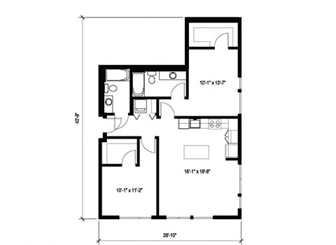 Stack House Apartments in Seattle, Washington 2x2 Floor Plan